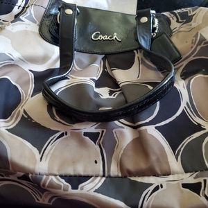 Beige, Black and Grey Coach Large Purse